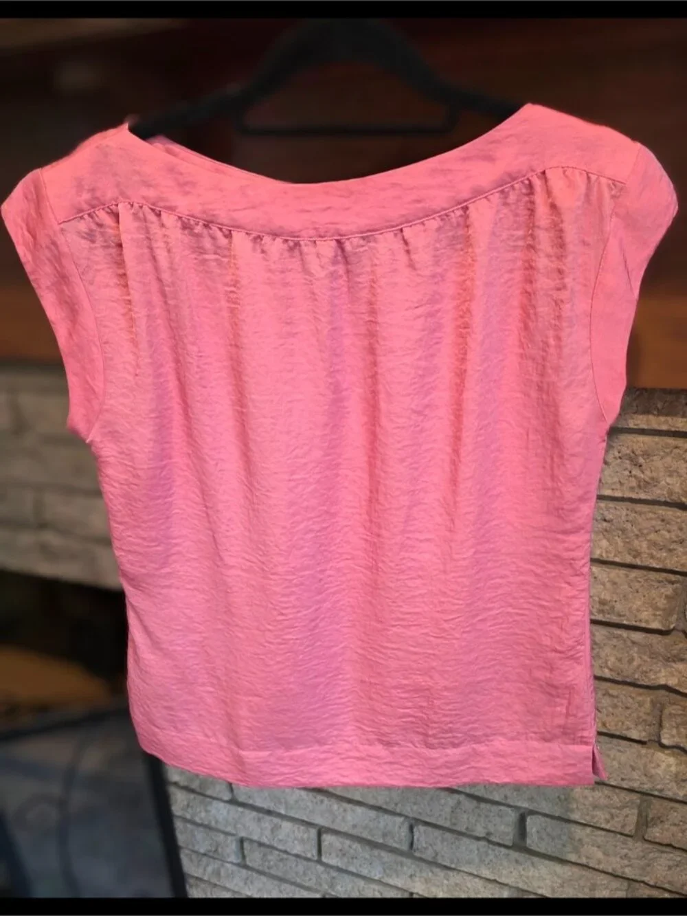 Pink Short Sleeve Crinkle Top - Picture 2 of 3